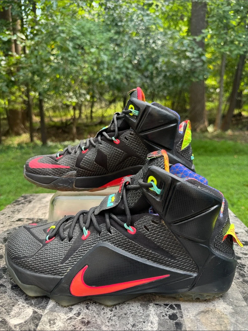Nike Lebron James XII 12 Data Elite Black Bright Mango Mens Size 10